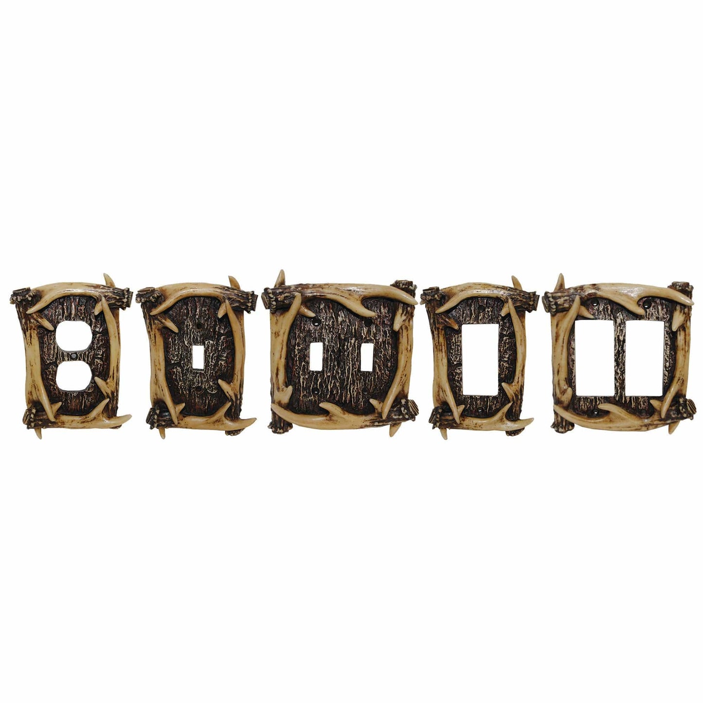 Antler Switch Plate - 5" x 3.5" Antler Outlet Cover Wall Plate - Brown