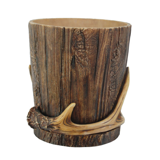 Antler Bath - Antler & Tree Bark Wastebasket - Brown