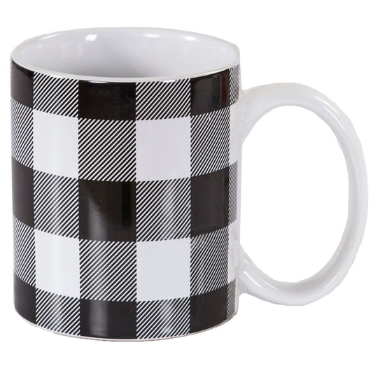 Camille - Buffalo Check Design Mug Set - Black / White