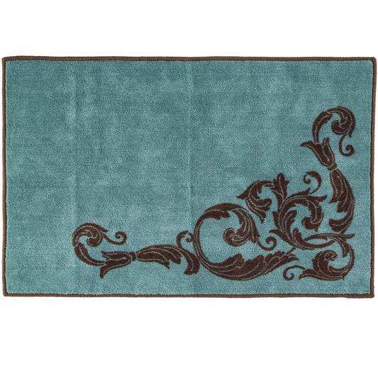 Wyatt - Scrollwork Rug - Turquoise / Brown