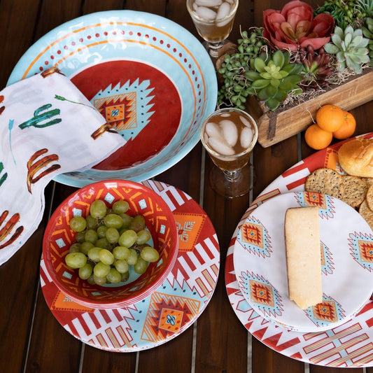 Southwest Melamine - Set (Set of 14) - Turquoise / Red