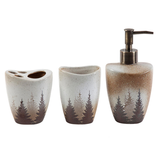 Clearwater Pines - Countertop Bathroom Set (Set of 3) - Brown / White