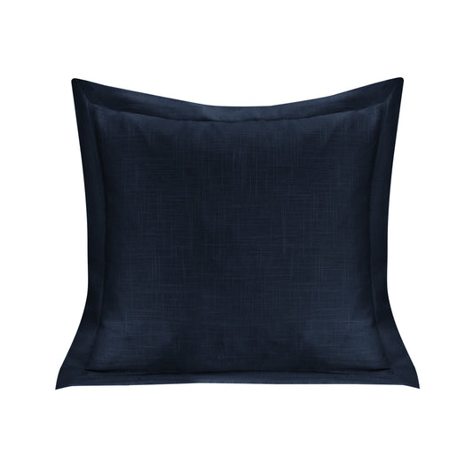 Luna - Single Flanged Washed Linen Pillow - Navy