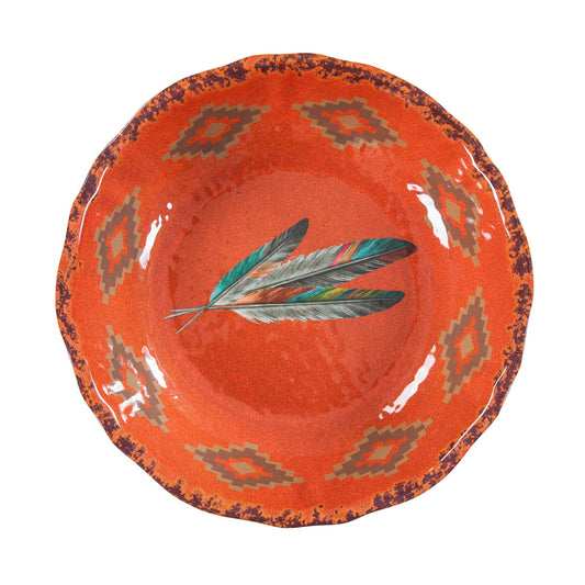 Tossed Feather - Feather Design Melamine Serving Bowl - Orange
