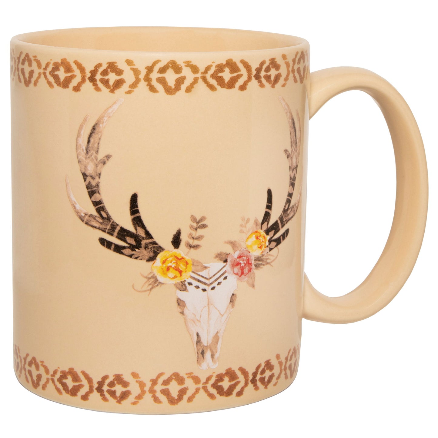 Desert Skull - Floral Design Mug (Set of 4) - Tan