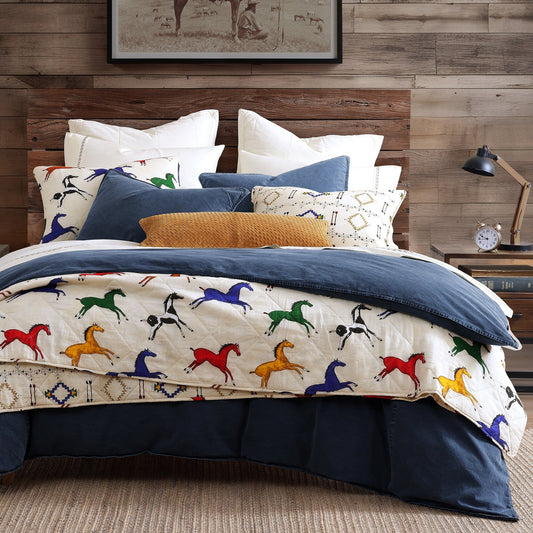 Wild Horses - King Reversible Quilt Set (Set of 3) - Multi Color