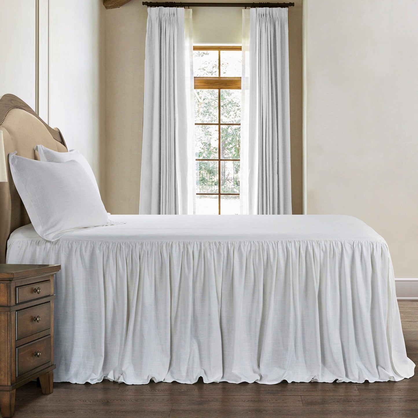 Luna - Full Washed Linen Bedspread Set (Set of 3) - White