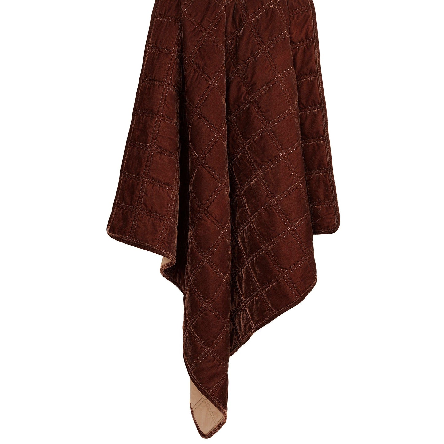 Stella - Faux Silk Velvet Double Box Stitch Throw - Copper Brown