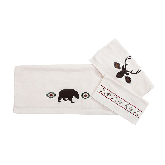 Aztec Bear - Towel Set (Set of 3) - Cream