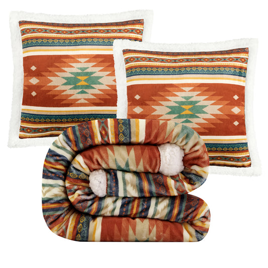 Campfire - Del Sol Campfire Sherpa Throw Set (Set of 3) - Multi Color