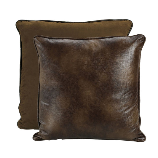 Brown Faux Leather - Reversible Euro Sham - Brown