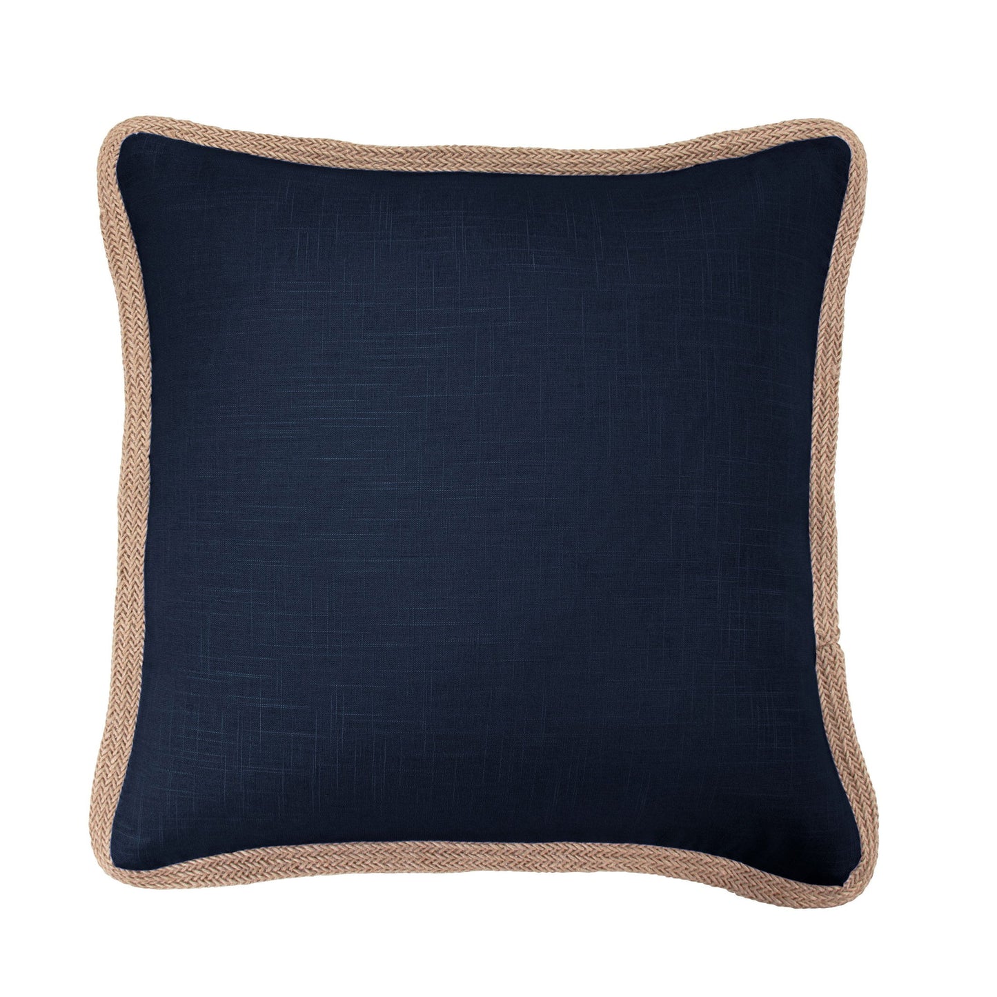 Luna - Washed Linen Jute Trimmed Euro Sham - Navy