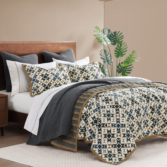 Mosaic - King Reversible Quilt Set (Set of 3) - Multi Color