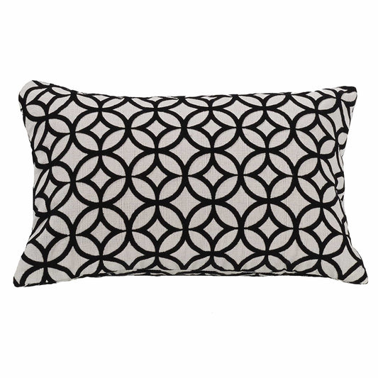 Augusta Toile - Cut Velvet Lumbar Pillow - Black / White