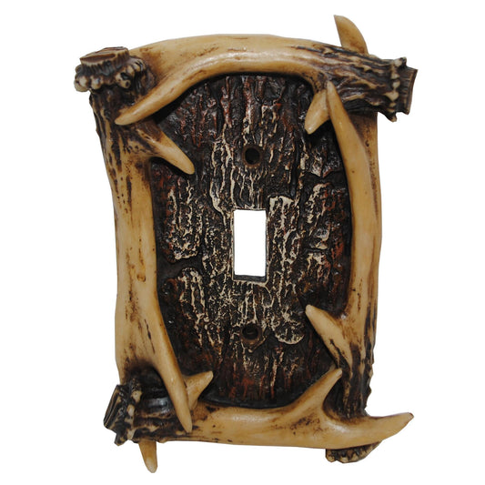 Antler Switch Plate - 5" x 3.5" Antler Single Wall Switch Plate - Brown