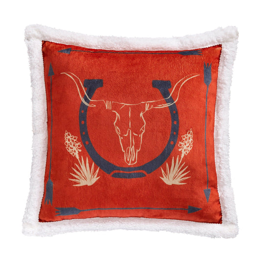 Campfire - Marfa Campfire Sherpa Pillow Horseshoe - Red