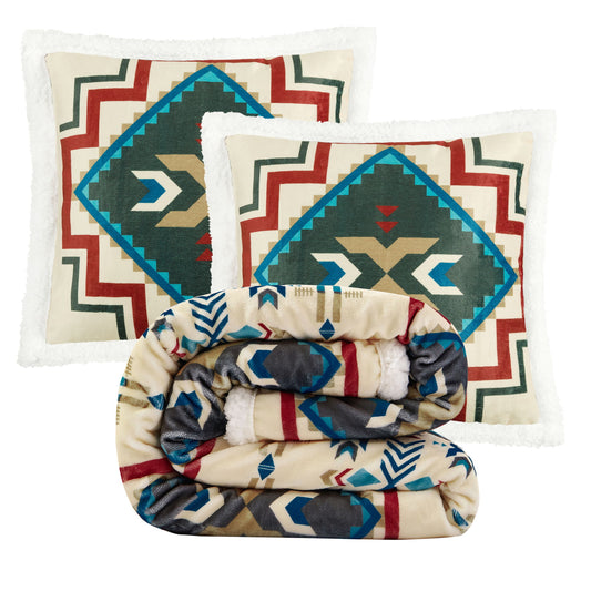 Campfire - Spirit Valley Campfire Sherpa Throw Set (Set of 3) - Multi Color