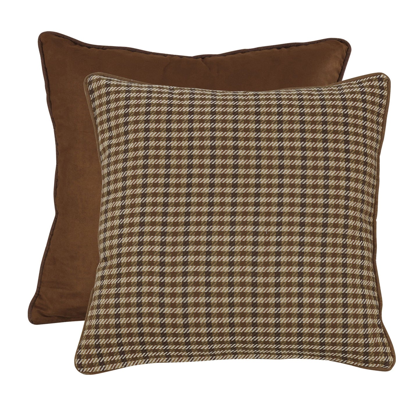 Clifton - Houndstooth & Suede Reversible Euro Sham - Brown