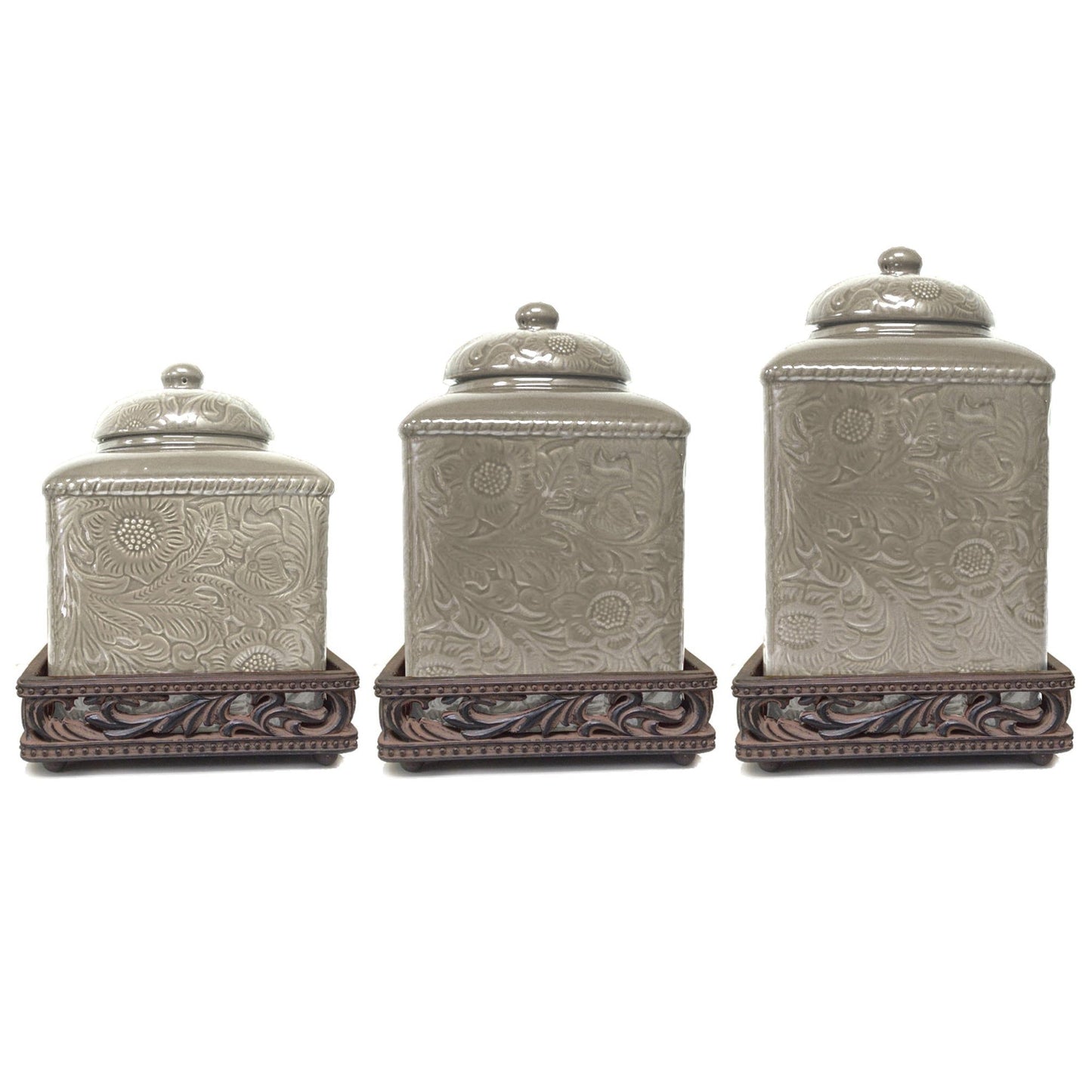 Savannah - Canister & Base Set (Set of 6) - Taupe