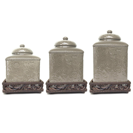 Savannah - Canister & Base Set (Set of 6) - Taupe