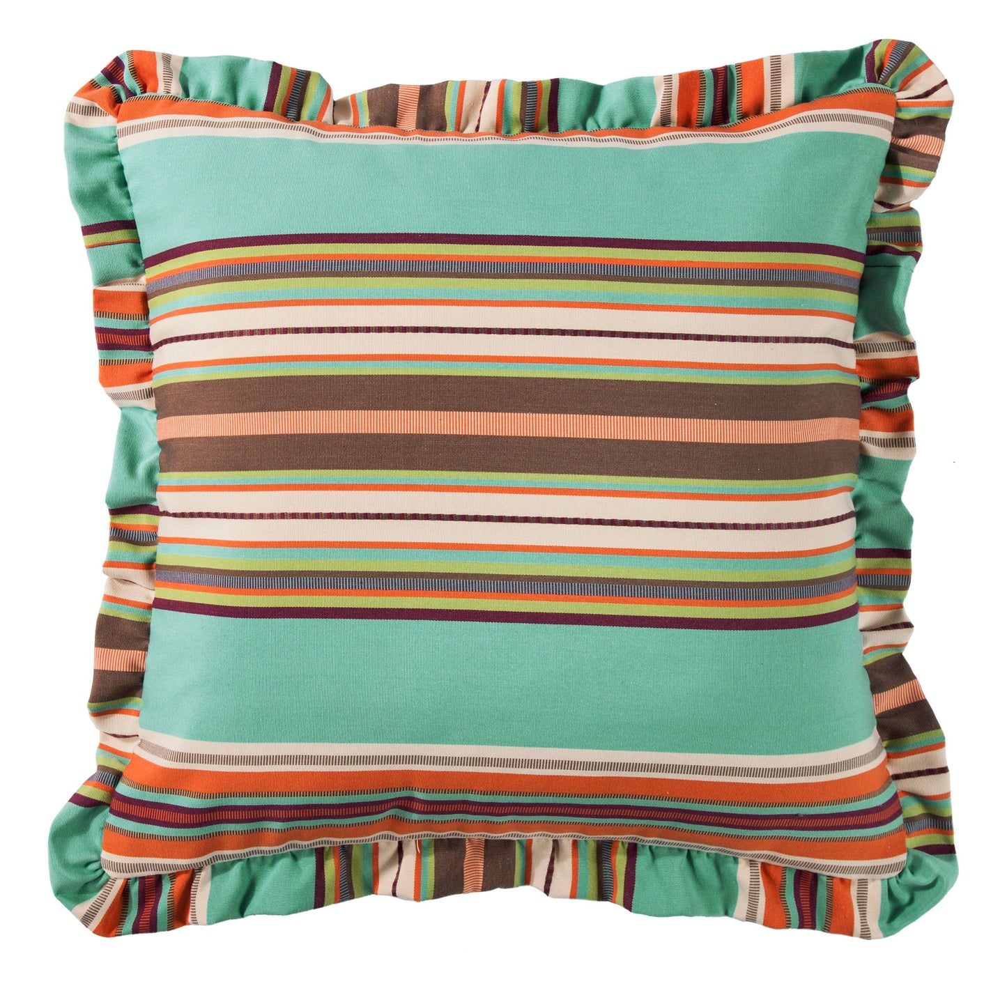 Serape - Ruffle Design Euro Sham - Turquoise / Brown