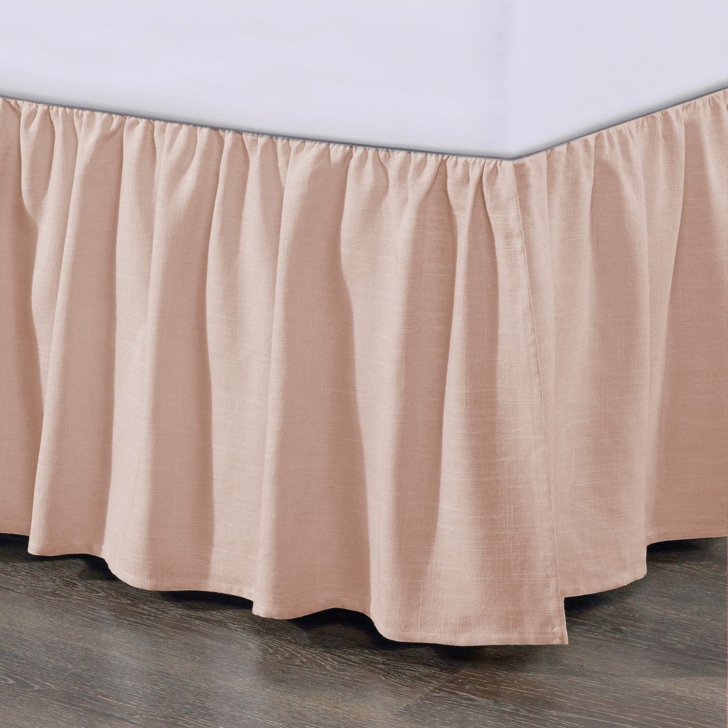 Lily - Queen Washed Linen Gathered Bed Skirt - Blush