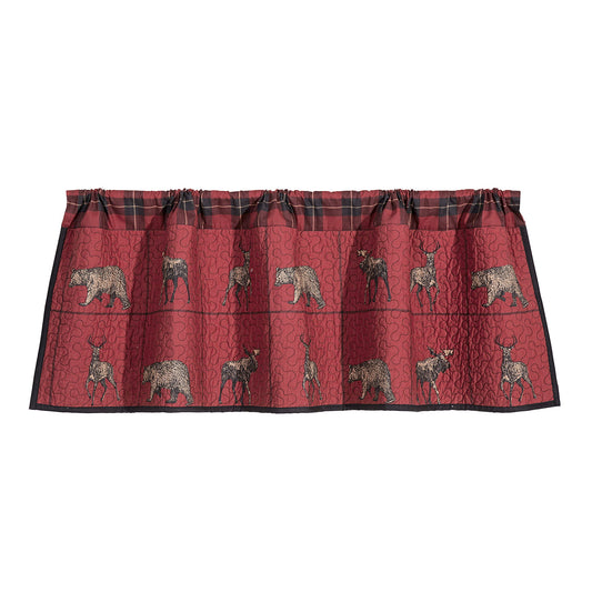 Woodland Plaid - Quilted Valance - Red / Navy