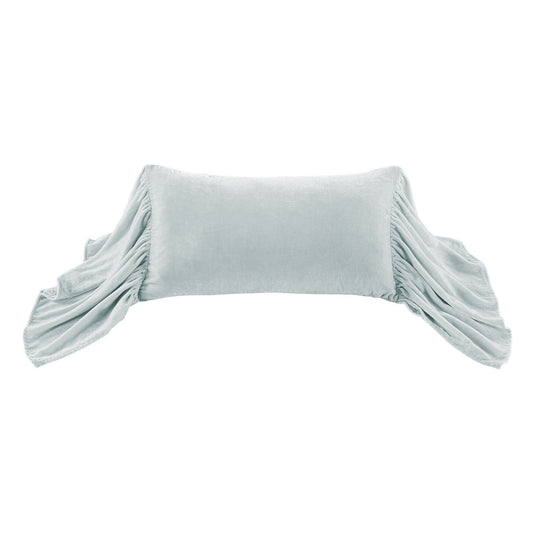 Stella - Faux Silk Velvet Long Ruffled Pillow - Icy Blue