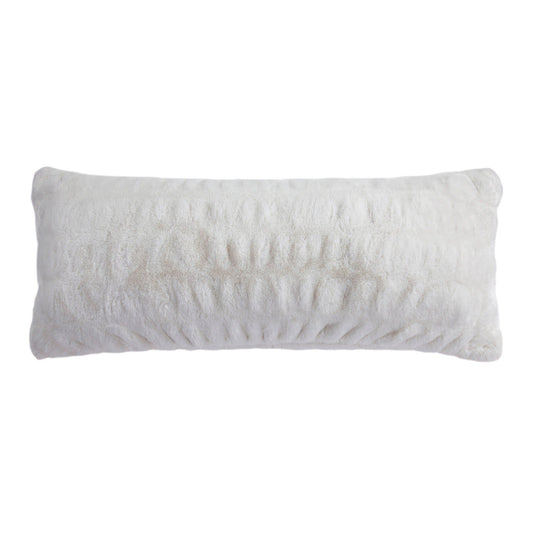 Ruched Rabbit - Lumbar Pillow With Down Insert - White