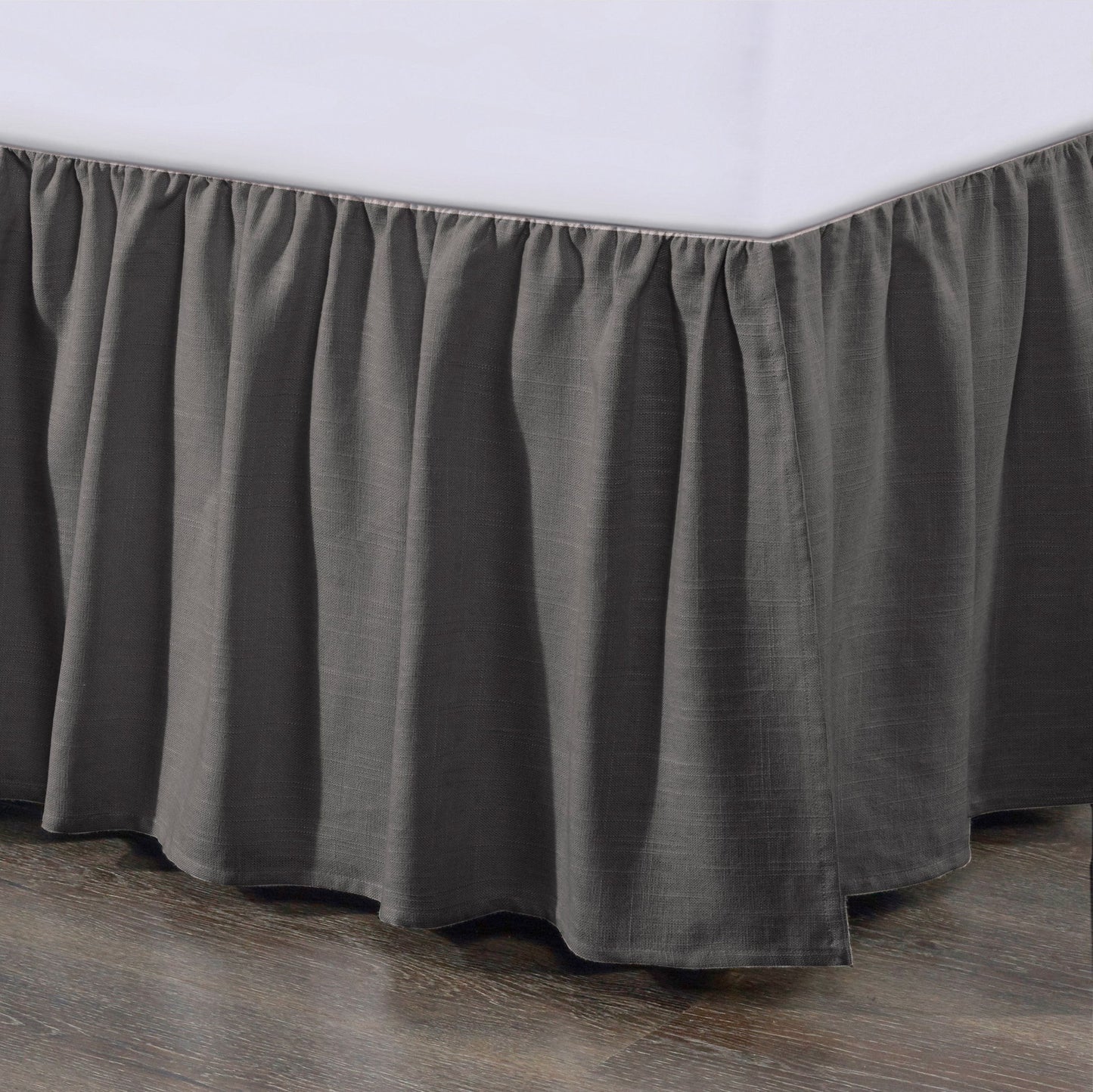Lily - King Washed Linen Gathered Bed Skirt - Slate