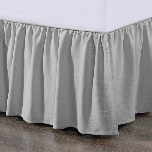 Lily - King Washed Linen Gathered Bed Skirt - Light Gray