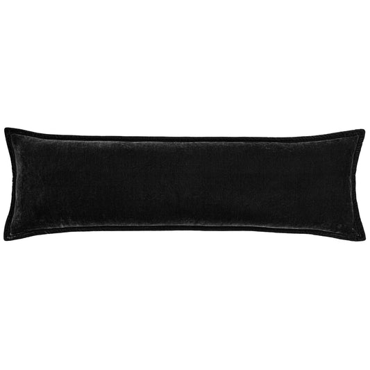 Stella - Faux Silk Velvet Long Lumbar Pillow - Black