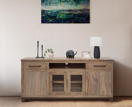 2 Drawer 2 Door 2 Glass Door 70" TV Stand IFD Parota