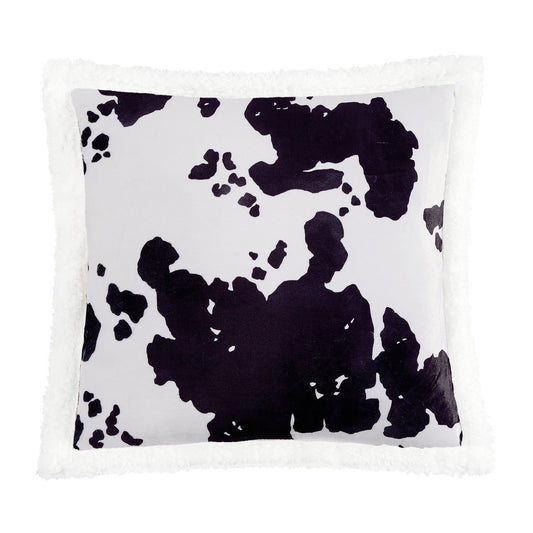 Campfire - Elsa Cowhide Campfire Sherpa Pillow - Black