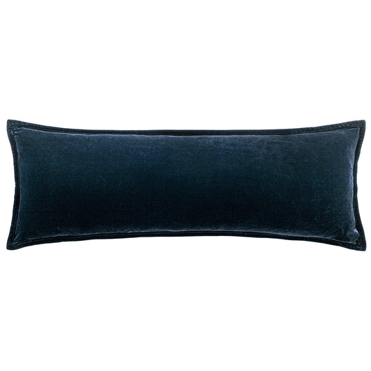 Stella - Faux Silk Velvet Long Lumbar Pillow - Midnight Blue