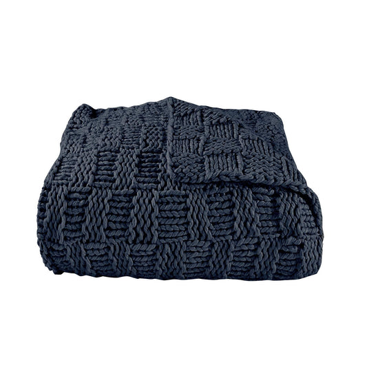 Chess Knit - Throw - Navy
