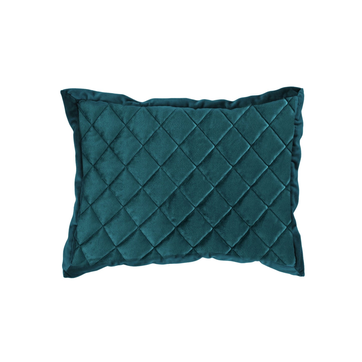 Velvet Diamond - Quilted Boudoir Pillow - Teal
