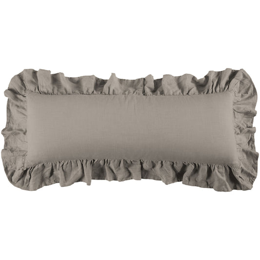 Luna - Washed Linen Ruffled Lumbar Pillow - Taupe