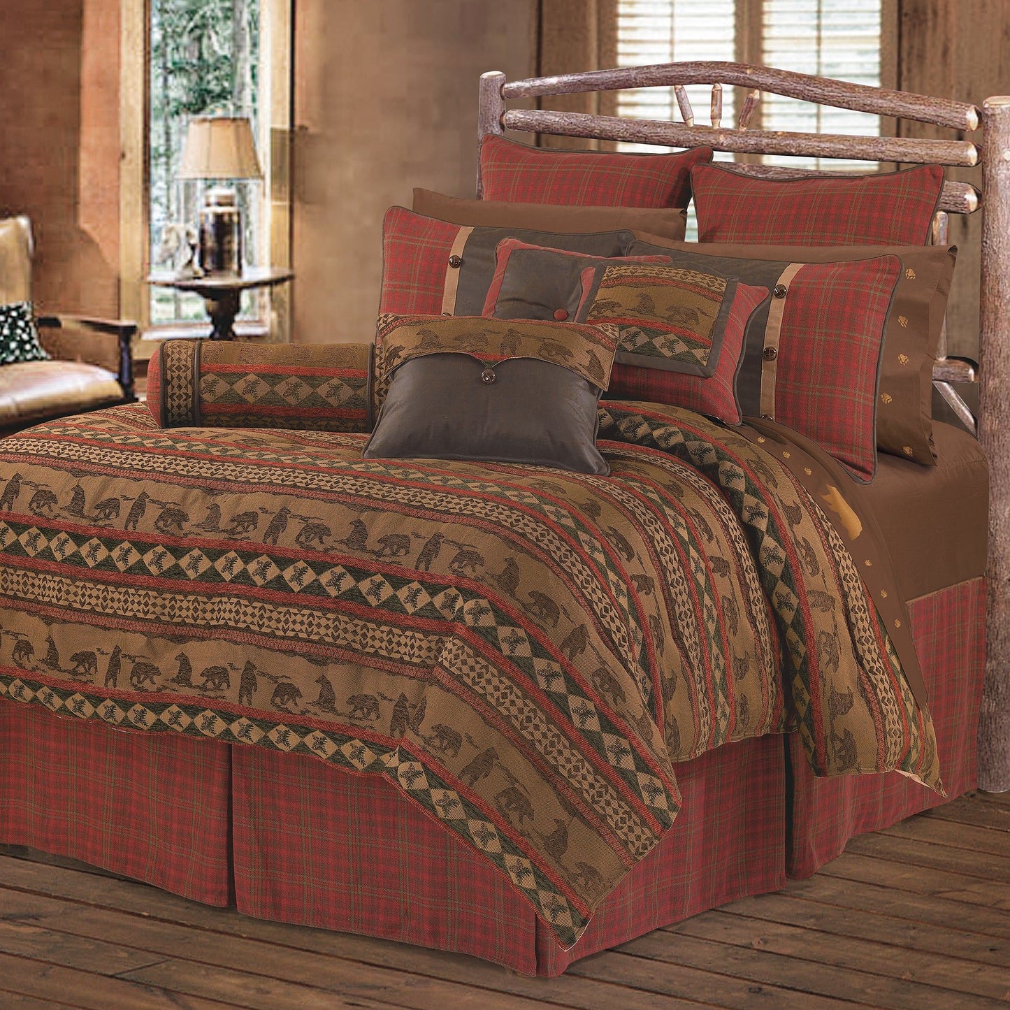 Cascade Lodge - Twin Comforter Set (Set of 4) - Red / Brown