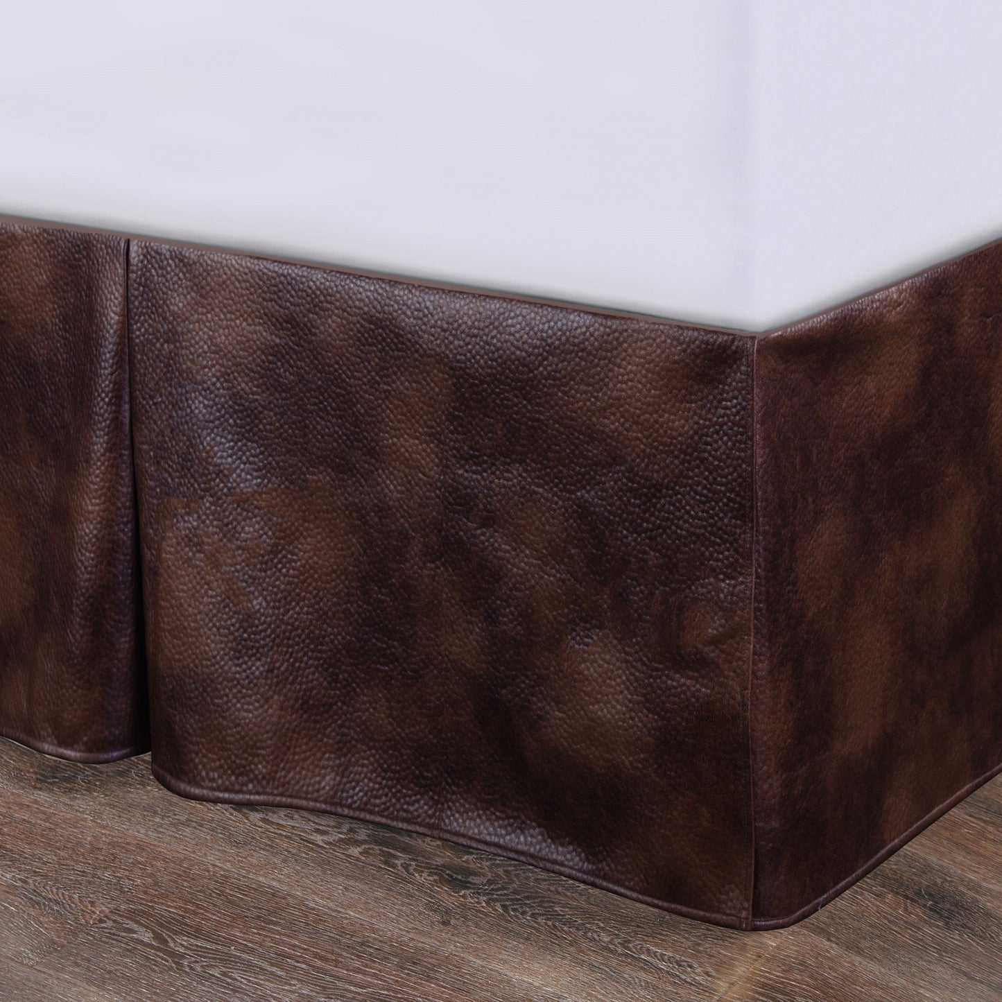 Brown Faux Leather - Twin Bed Skirt - Brown
