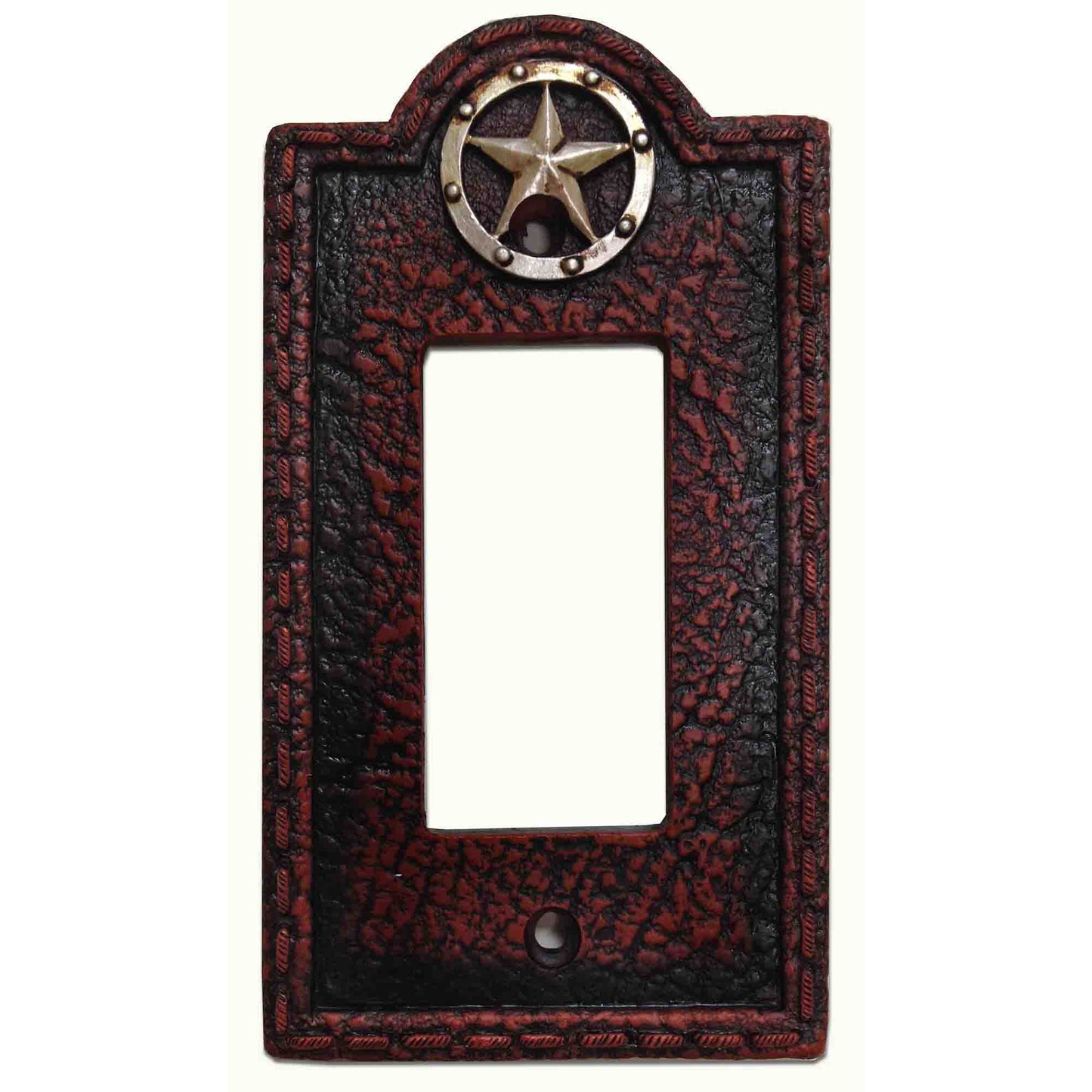 Leather Grain Switch Plate - 5" x 3.5" Leather Grain Single Rocker Wall Switch Plate - Brown