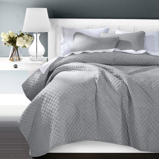 Anna - Full/Queen Diamond Quilted Coverlet - Gray