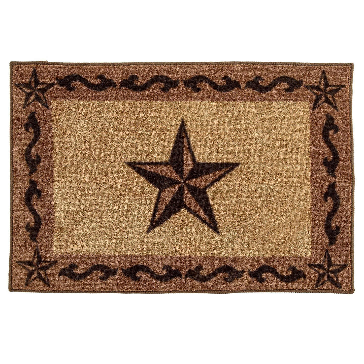 Rustic Star - Star Scroll Motif Rug - Brown / Chocolate