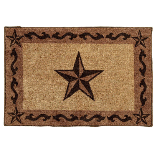 Rustic Star - Star Scroll Motif Rug - Brown / Chocolate