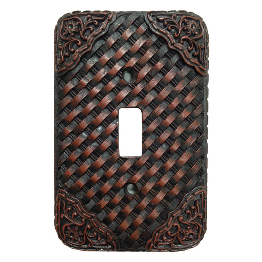 Weaver Switch Plate - 5" x 3.5" Tooled Resin Weaver Single Wall Switch Plate - Brown