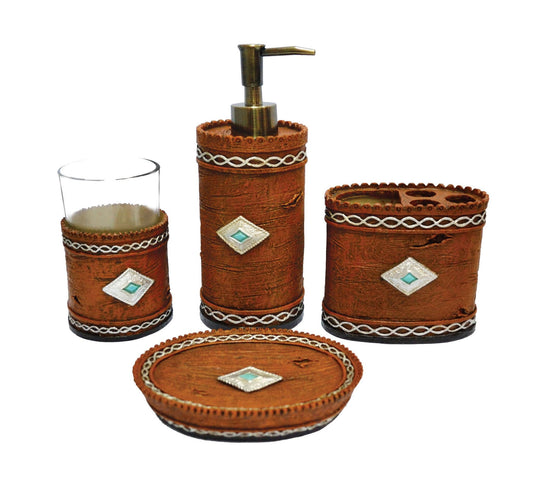 Socorro - Countertop Bathroom Set (Set of 4) - Brown / Red