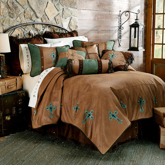 Las Cruces - Full II Comforter Set (Set of 5) - Tan / Turquoise