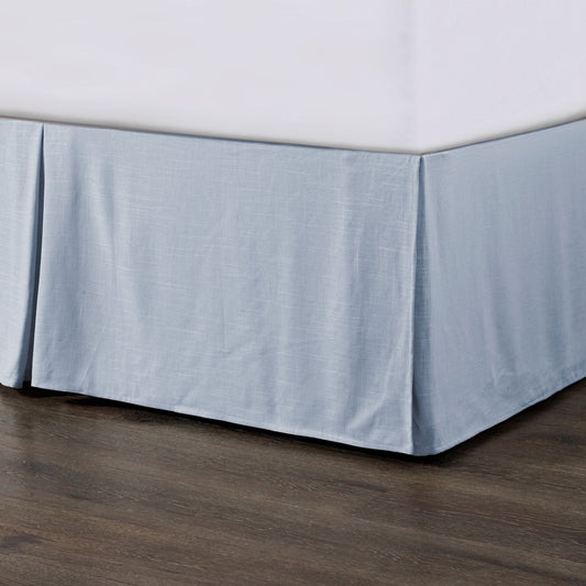 Hera - King Washed Linen Tailored Bed Skirt - Light Blue