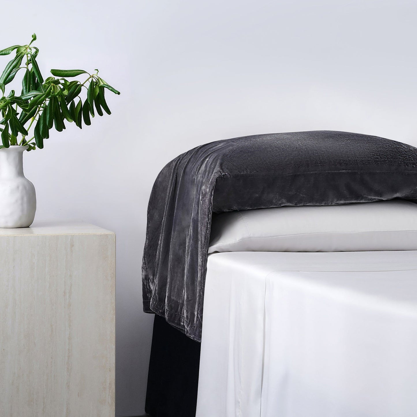 Stella - Faux Silk Velvet Waterfall Pillowcase Set (Set of 2) - Slate