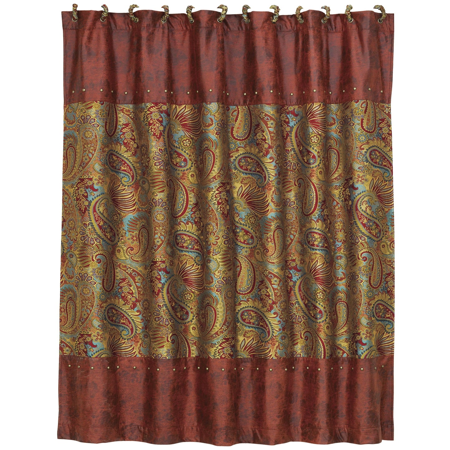 San Angelo - Paisley Shower Curtain - Red / Gold / Blue